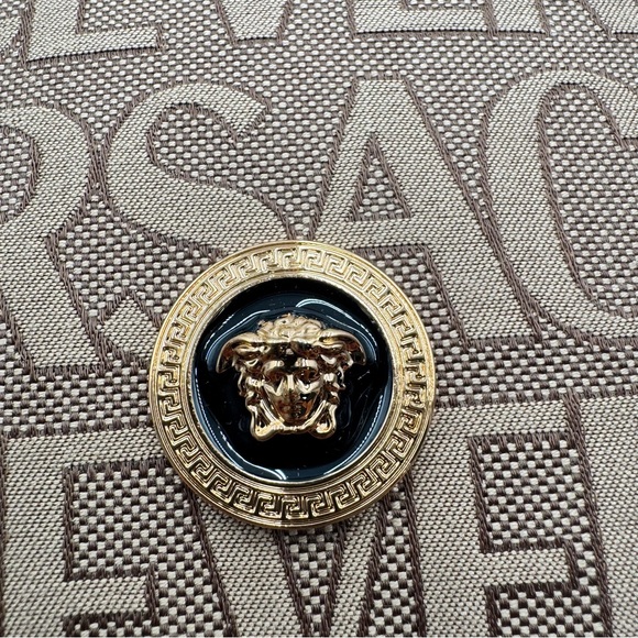 Versace Canvas Allover Logo Medusa Crossbody Bag - Picture 12 of 12